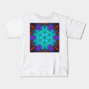 Glass Tile Kaleidoscope Blue Purple and Orange Kids T-Shirt